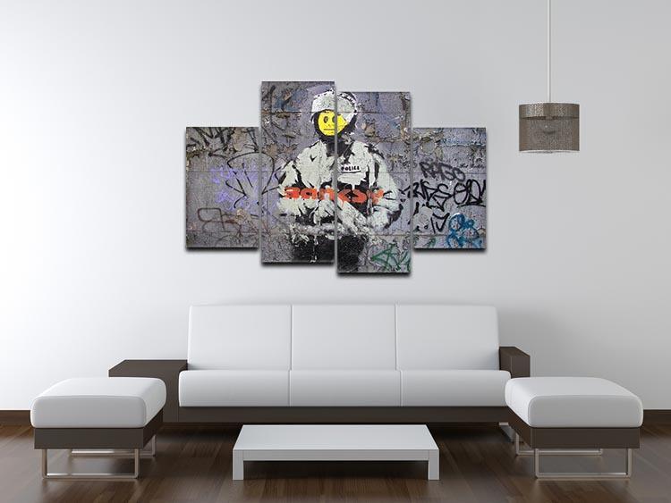 Banksy Smiley Riot Cop 4 Split Panel Canvas - Canvas Art Rocks - 3