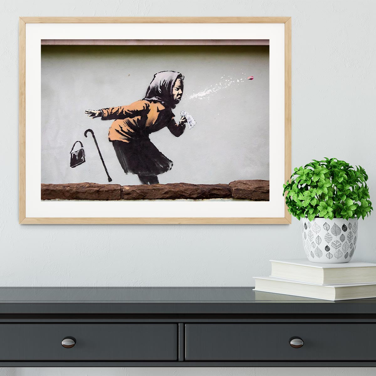 Banksy Sneezing Woman Framed Print - Canvas Art Rocks - 3