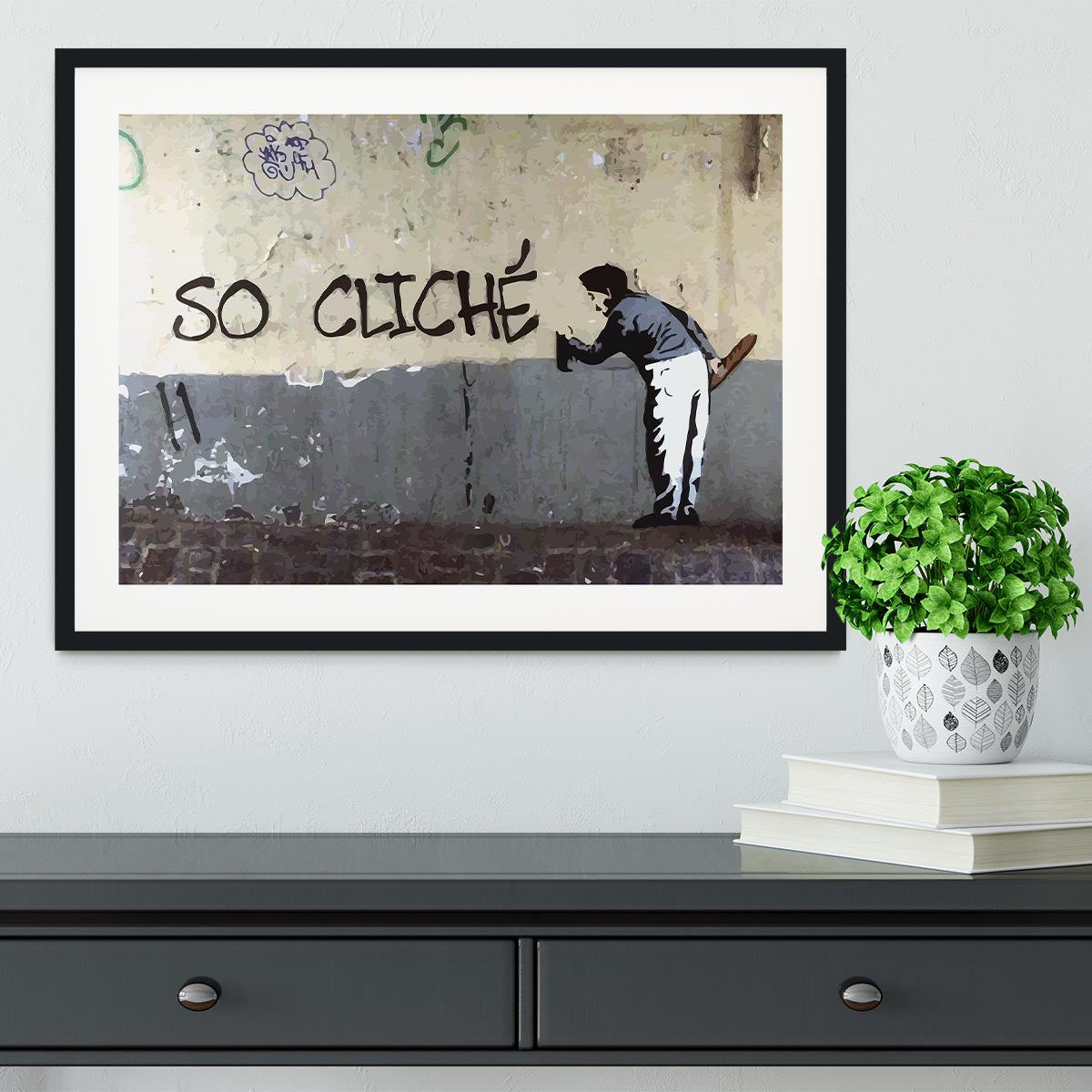 Banksy So Cliche Framed Print - Canvas Art Rocks - 1