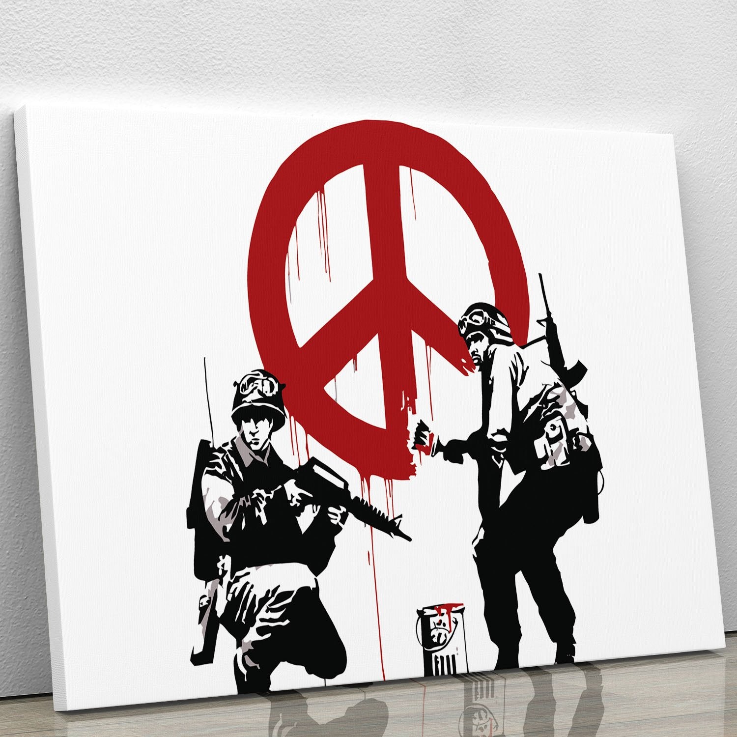 Banksy Soldiers Painting CND Sign Canvas Print or Poster