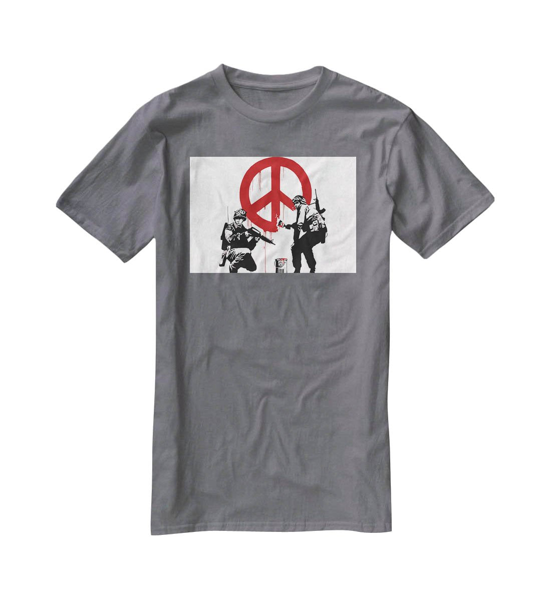 Banksy Soldiers Painting CND Sign T-Shirt - Canvas Art Rocks - 3