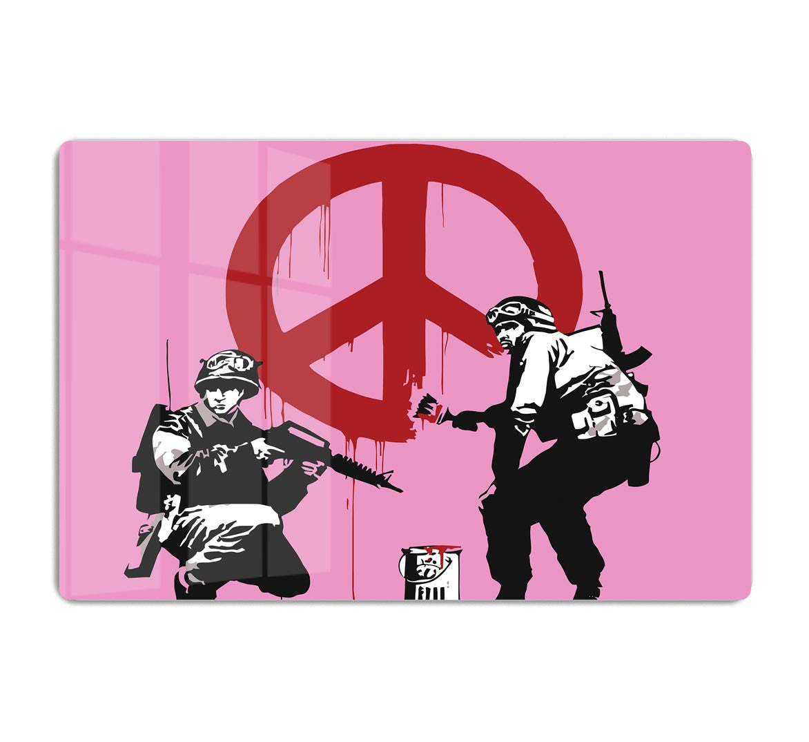 Banksy Soldiers Painting CND Sign Pink Acrylic Block - Canvas Art Rocks - 1