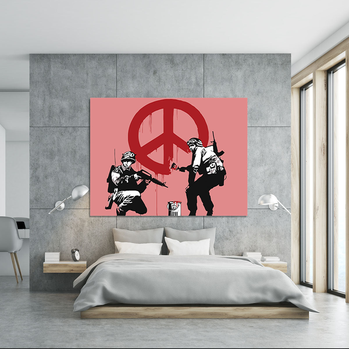 Banksy Soldiers Painting CND Sign Red Canvas Print or Poster - Canvas Art Rocks - 5