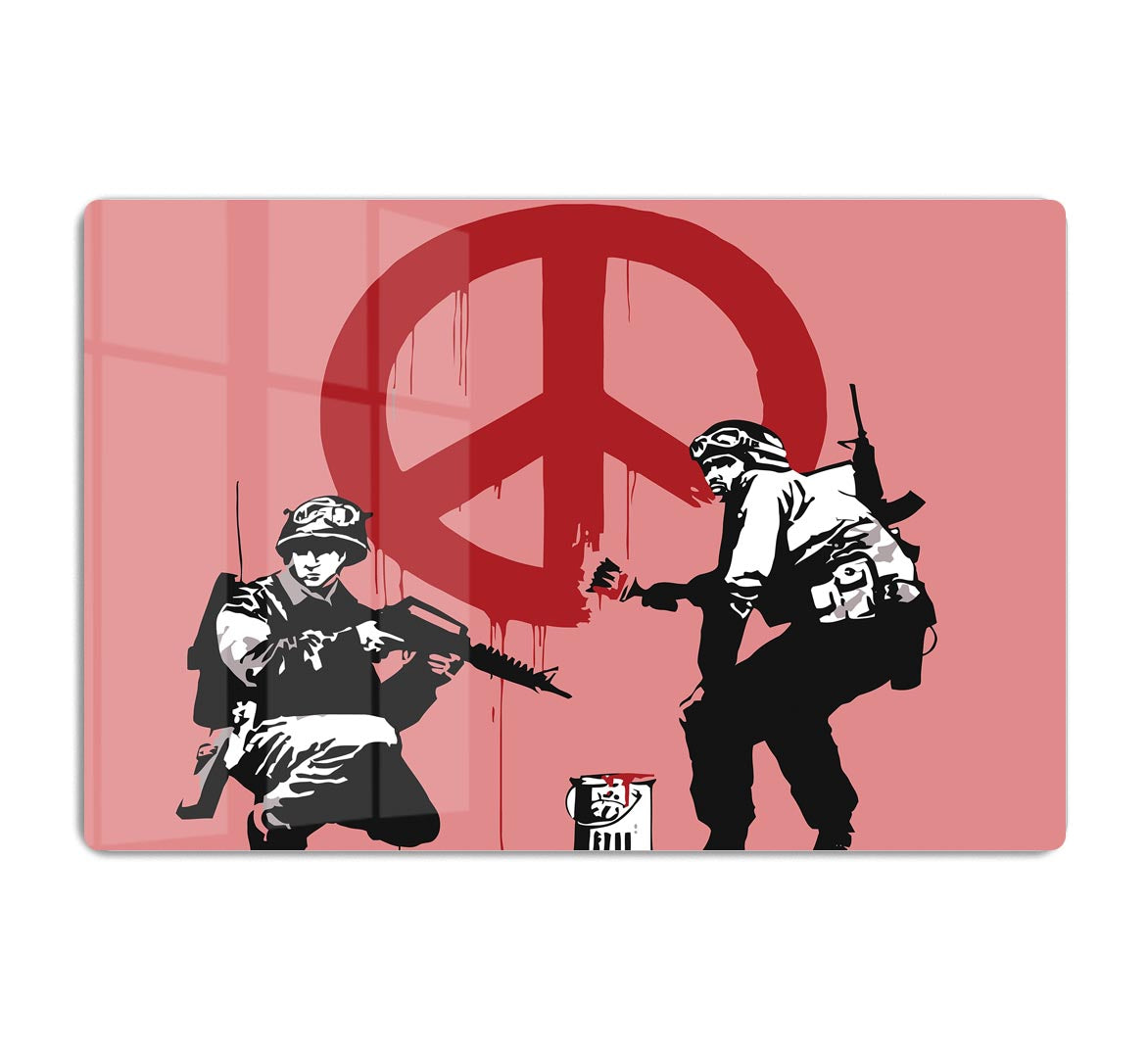 Banksy Soldiers Painting CND Sign Red Acrylic Block - Canvas Art Rocks - 1