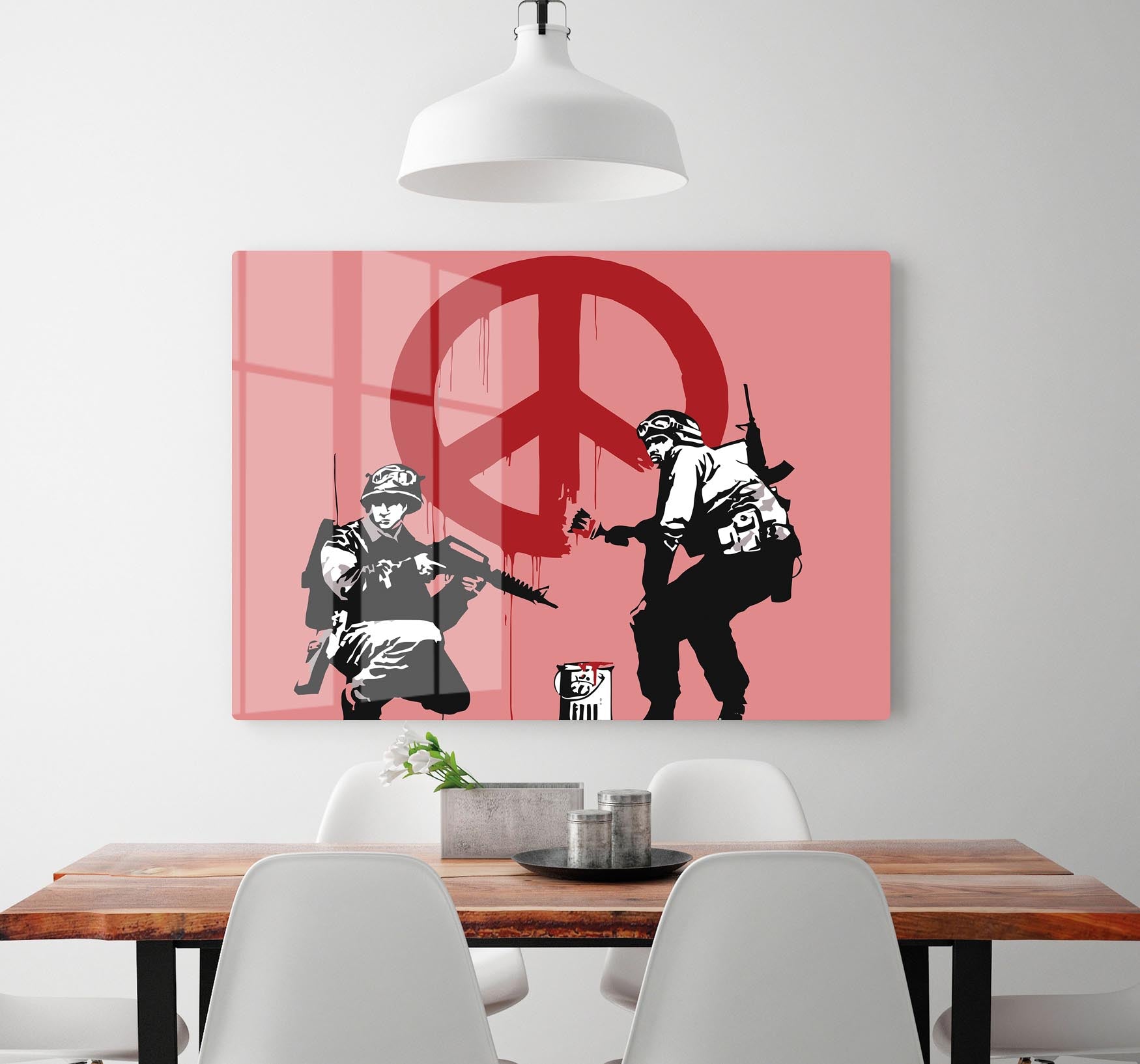 Banksy Soldiers Painting CND Sign Red Acrylic Block - Canvas Art Rocks - 2