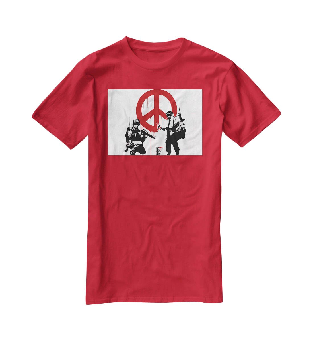 Banksy Soldiers Painting CND Sign T-Shirt - Canvas Art Rocks - 4