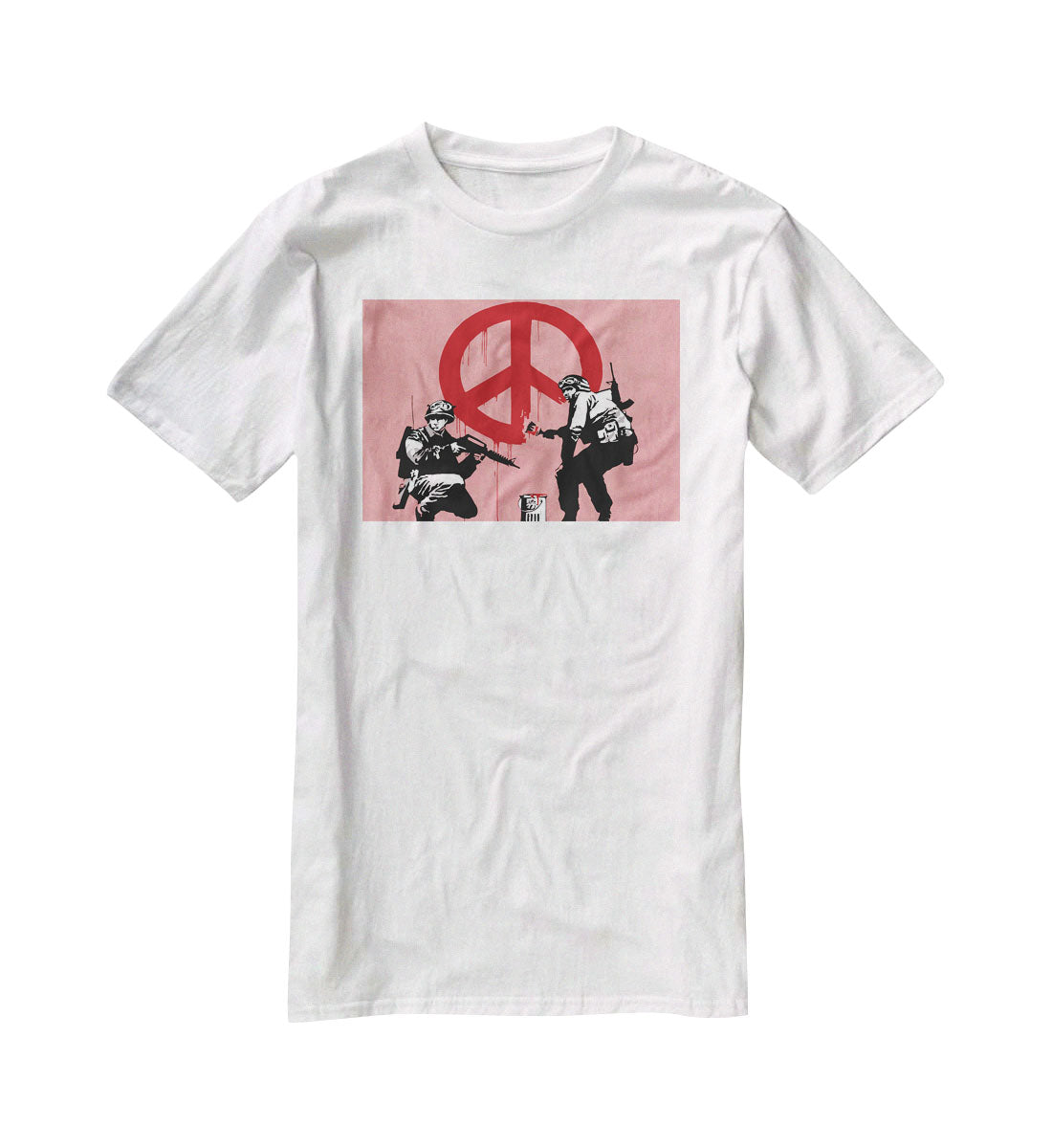 Banksy Soldiers Painting CND Sign Red T-Shirt - Canvas Art Rocks - 5