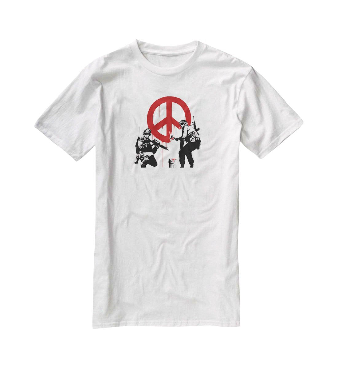 Banksy Soldiers Painting CND Sign T-Shirt - Canvas Art Rocks - 5