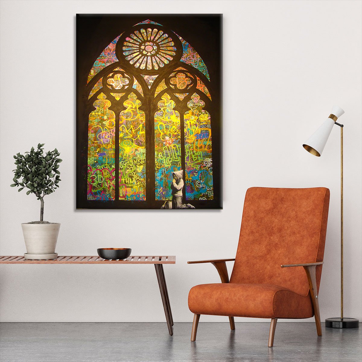 Banksy Stained Glass Window Canvas Print or Poster