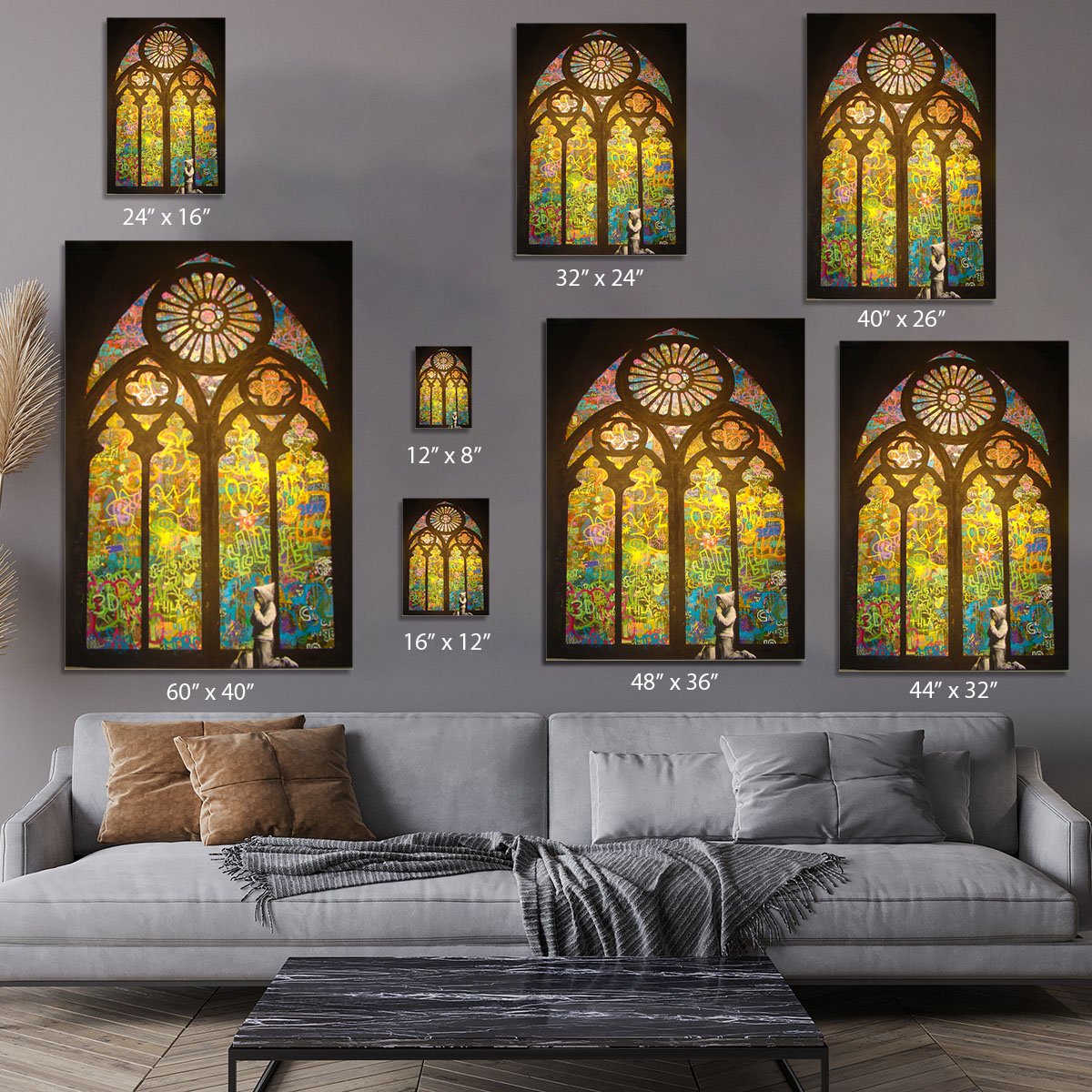Banksy Stained Glass Window Church Canvas Painting Modern Print Posters  Wall Art