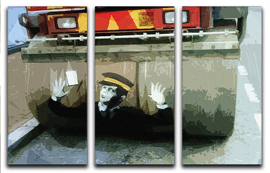 Banksy Steamroller Traffic Warden London 3 Split Panel Canvas Print - Canvas Art Rocks - 1