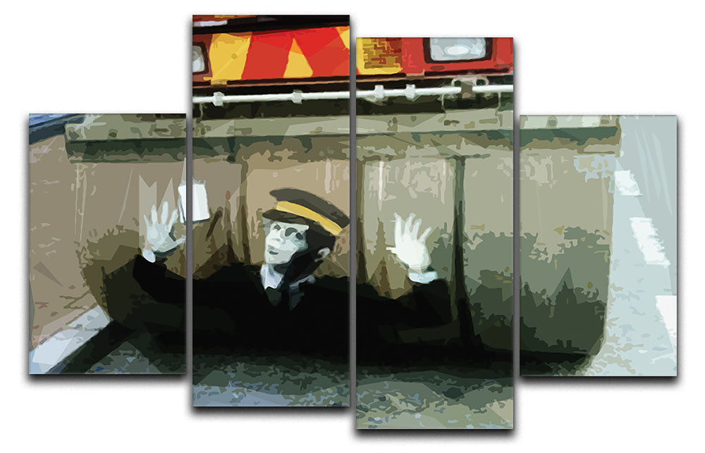 Banksy Steamroller Traffic Warden London 4 Split Panel Canvas - Canvas Art Rocks - 1