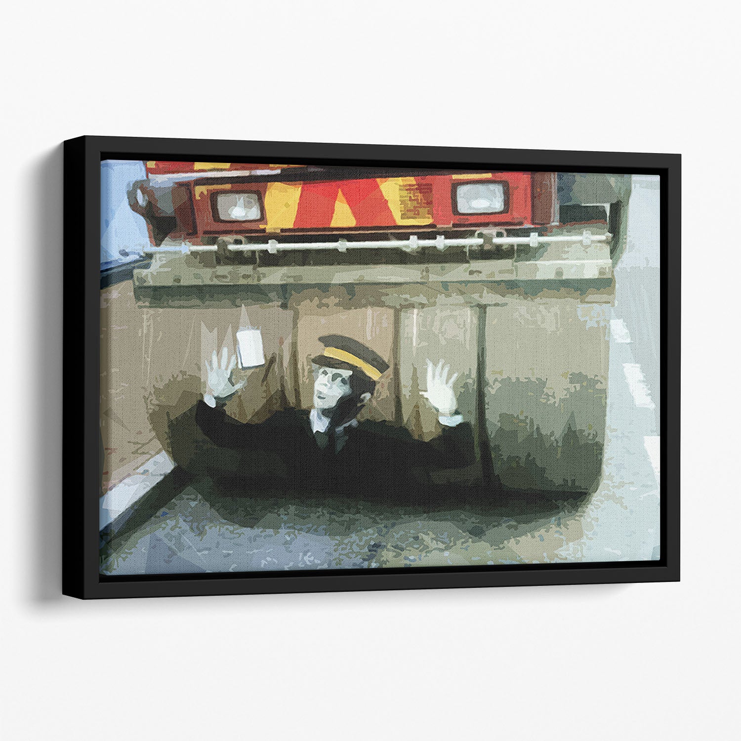 Banksy Steamroller Traffic Warden London Floating Framed Canvas - Canvas Art Rocks - 1