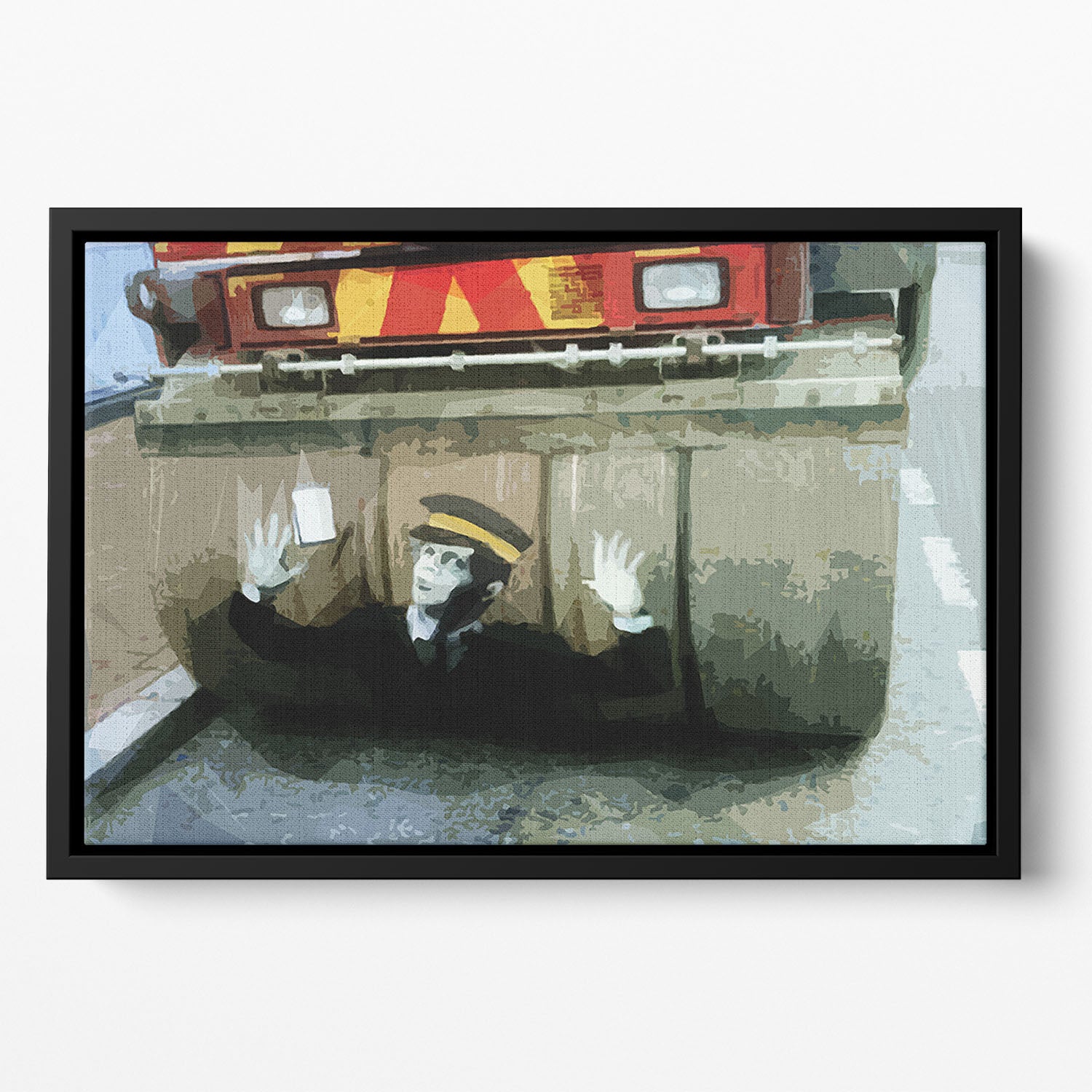 Banksy Steamroller Traffic Warden London Floating Framed Canvas - Canvas Art Rocks - 2