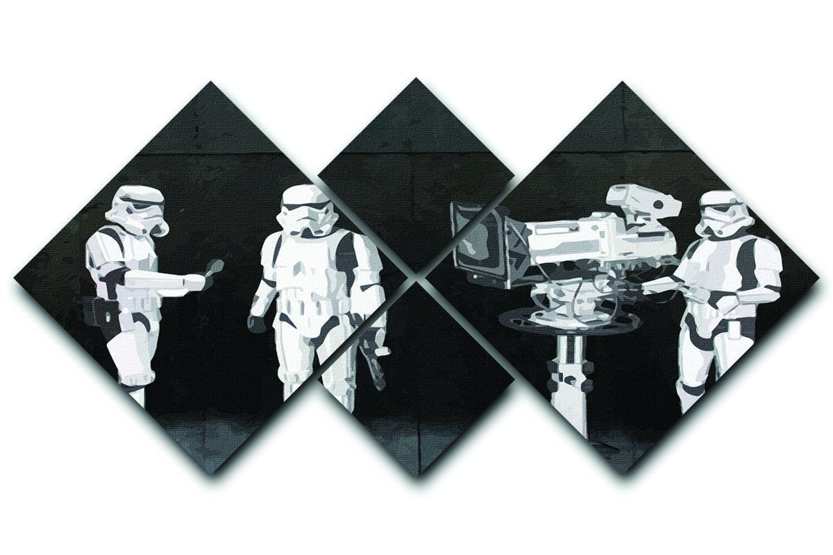 Banksy Stormtroopers Filming Oscars 4 Square Multi Panel Canvas  - Canvas Art Rocks - 1