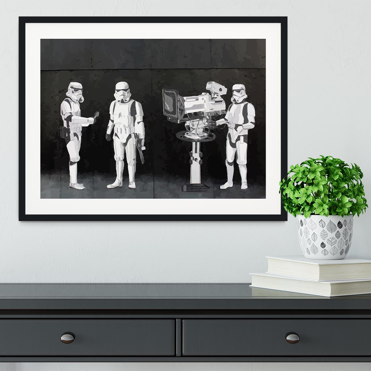 Banksy Stormtroopers Filming Oscars Framed Print - Canvas Art Rocks - 1