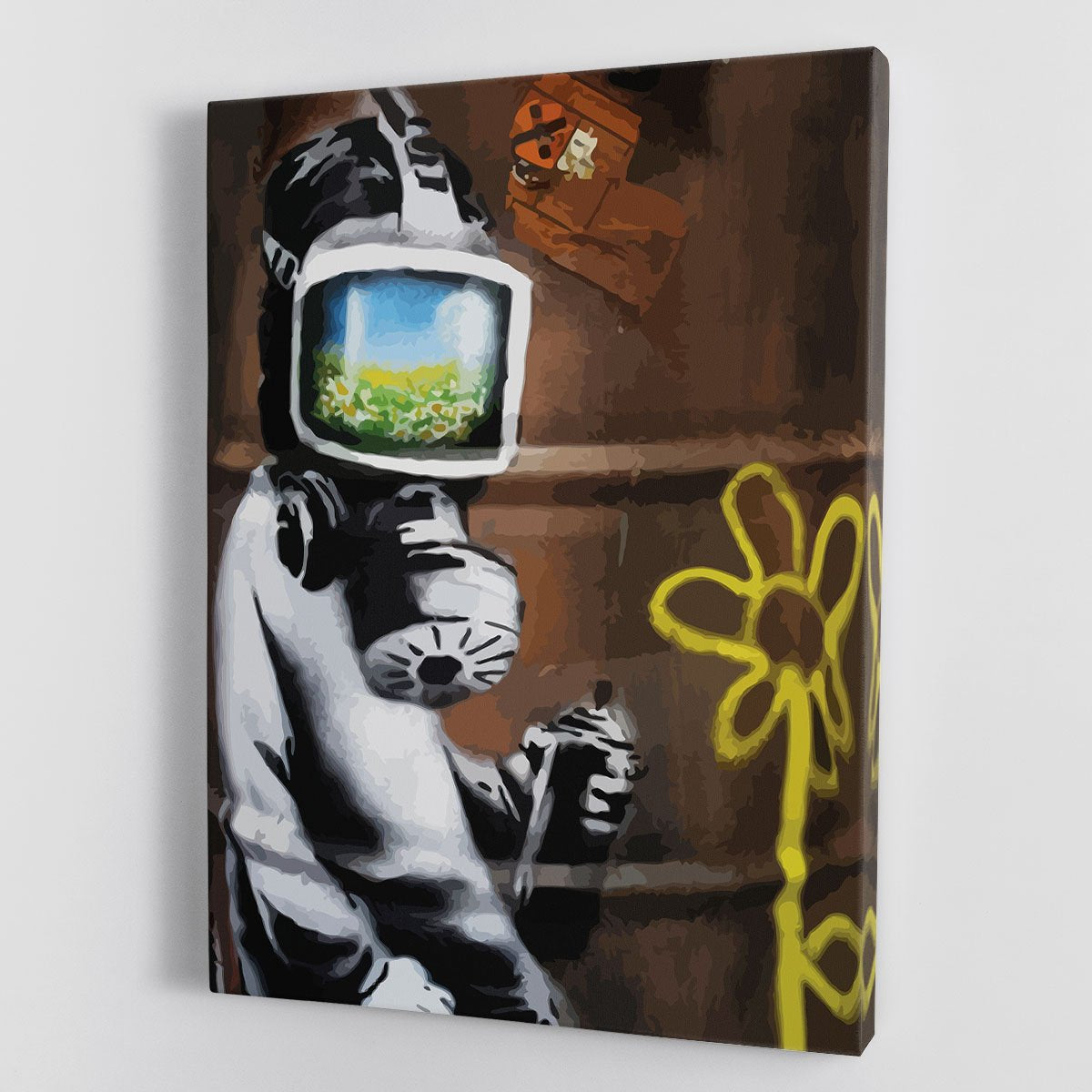 Banksy Sunflower Field Gas Mask Canvas Print or Poster