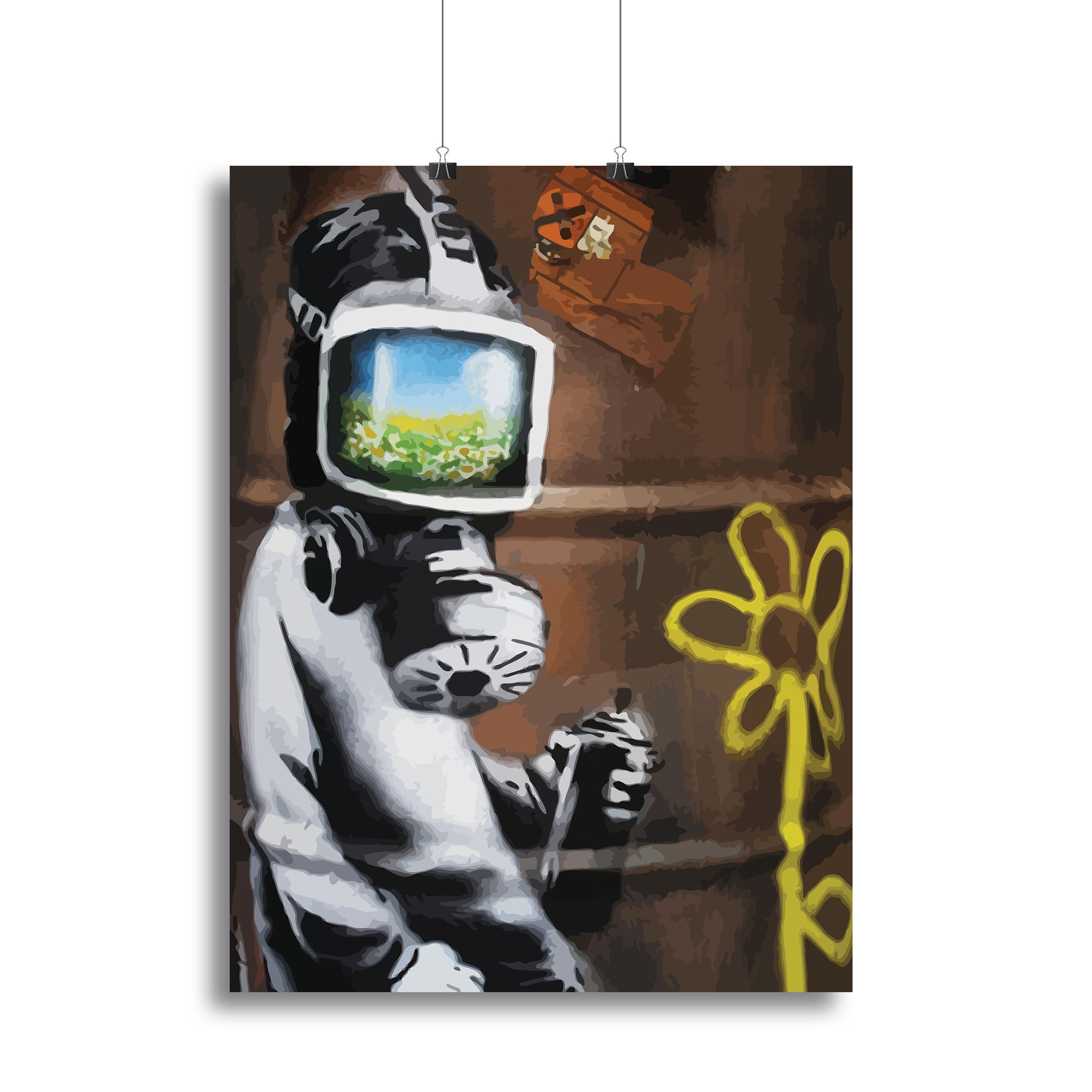 Banksy Sunflower Field Gas Mask Canvas Print or Poster