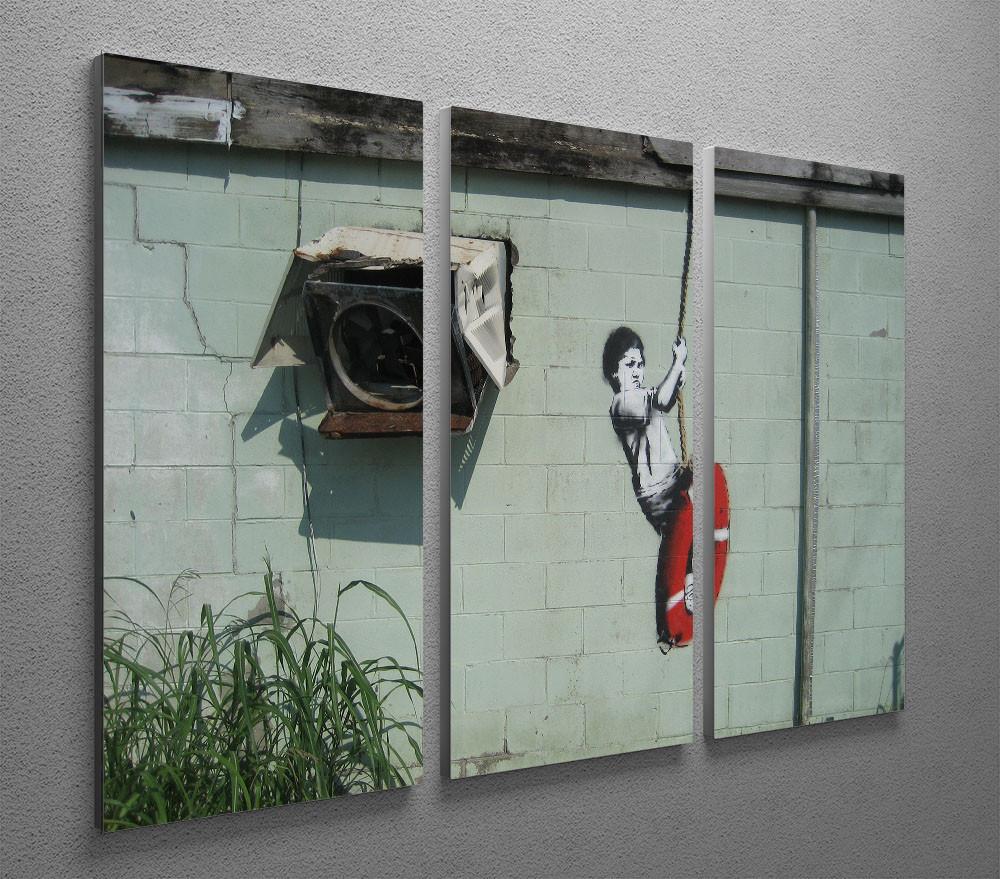 Banksy Swing Boy 3 Split Panel Canvas Print - Canvas Art Rocks