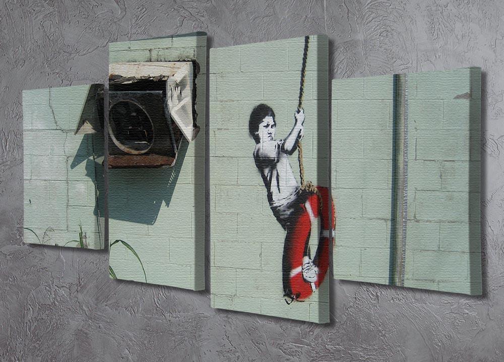 Banksy Swing Boy 4 Split Panel Canvas - Canvas Art Rocks - 2