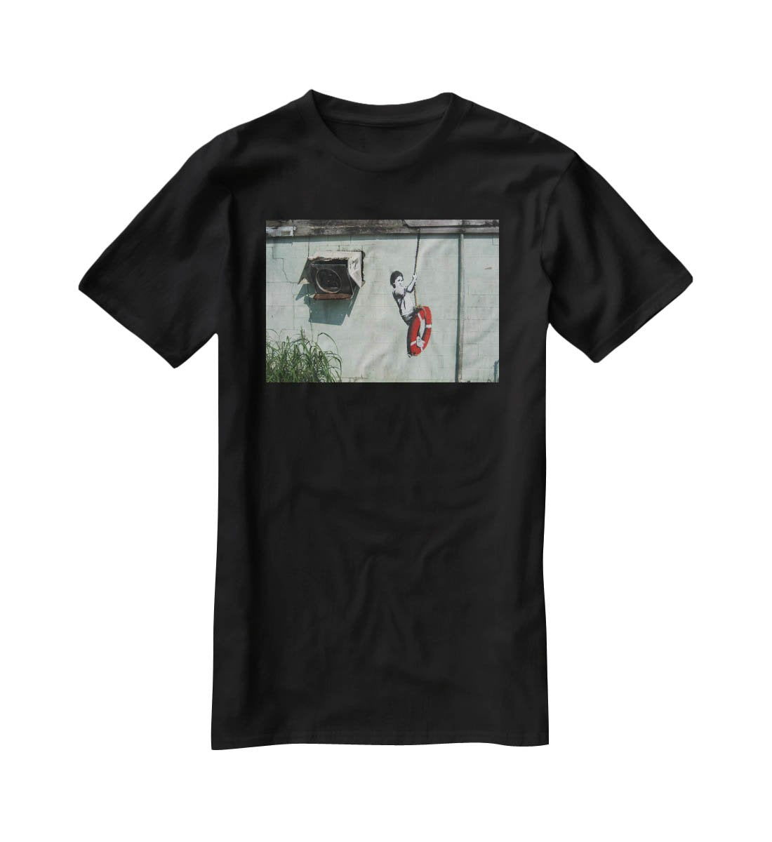 Banksy Swing Boy T-Shirt - Canvas Art Rocks - 1