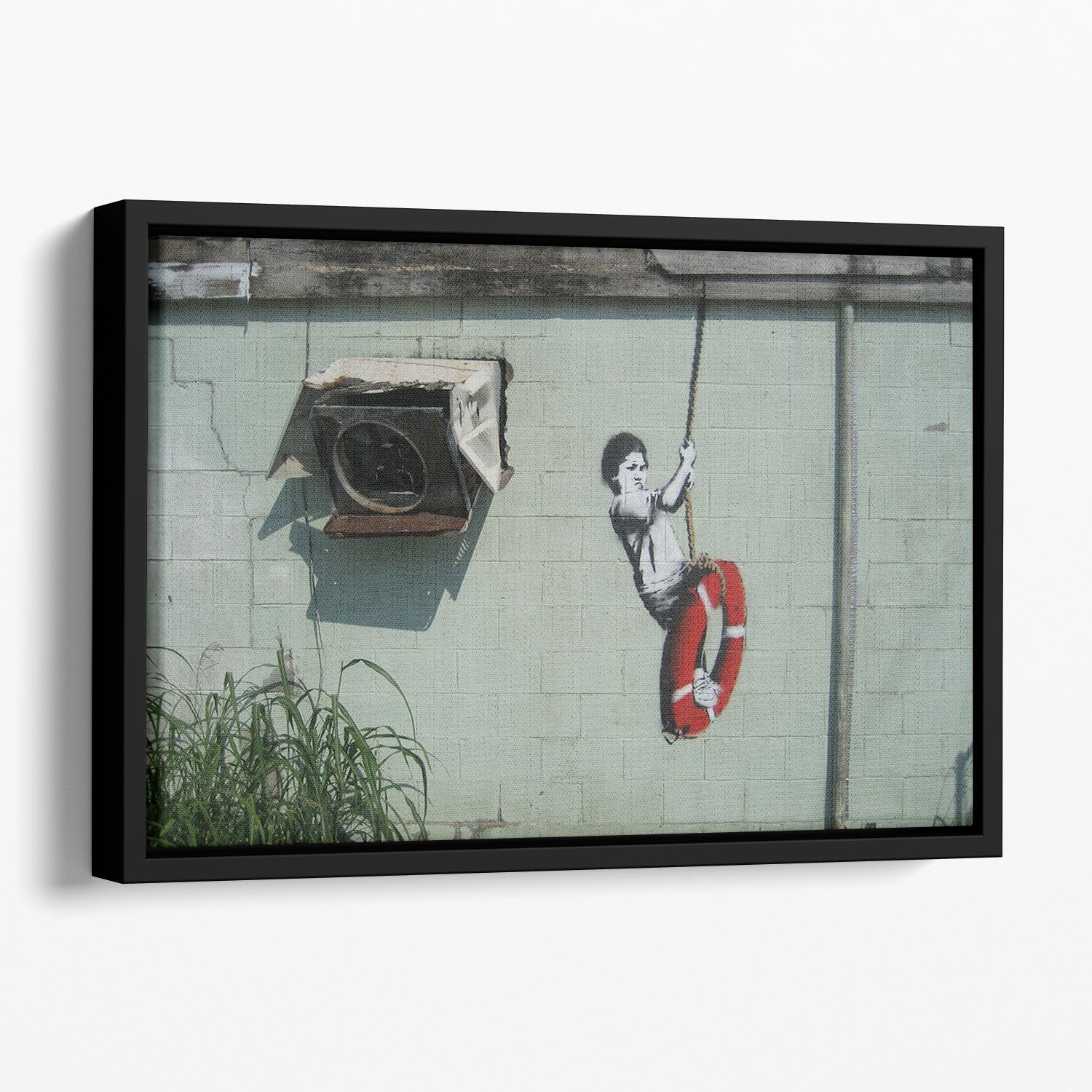 Banksy Swing Boy Floating Framed Canvas