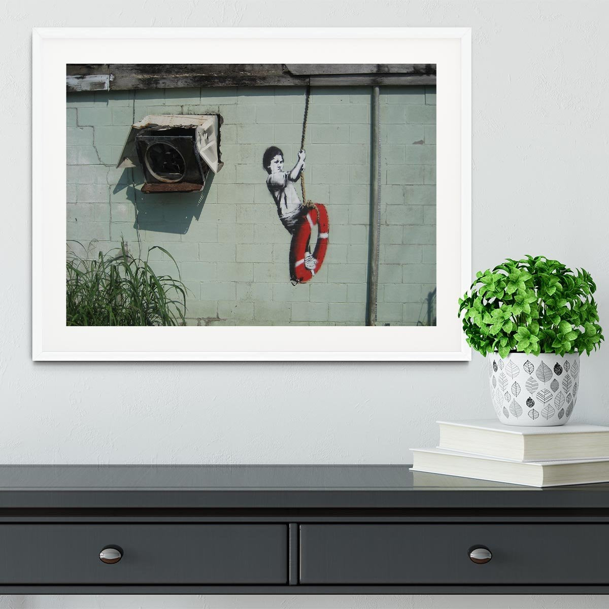 Banksy Swing Boy Framed Print - Canvas Art Rocks - 5