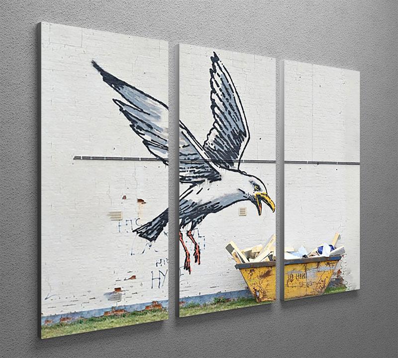 Banksy Swooping Seagull Lowestoft 3 Split Panel Canvas Print - Canvas Art Rocks - 2