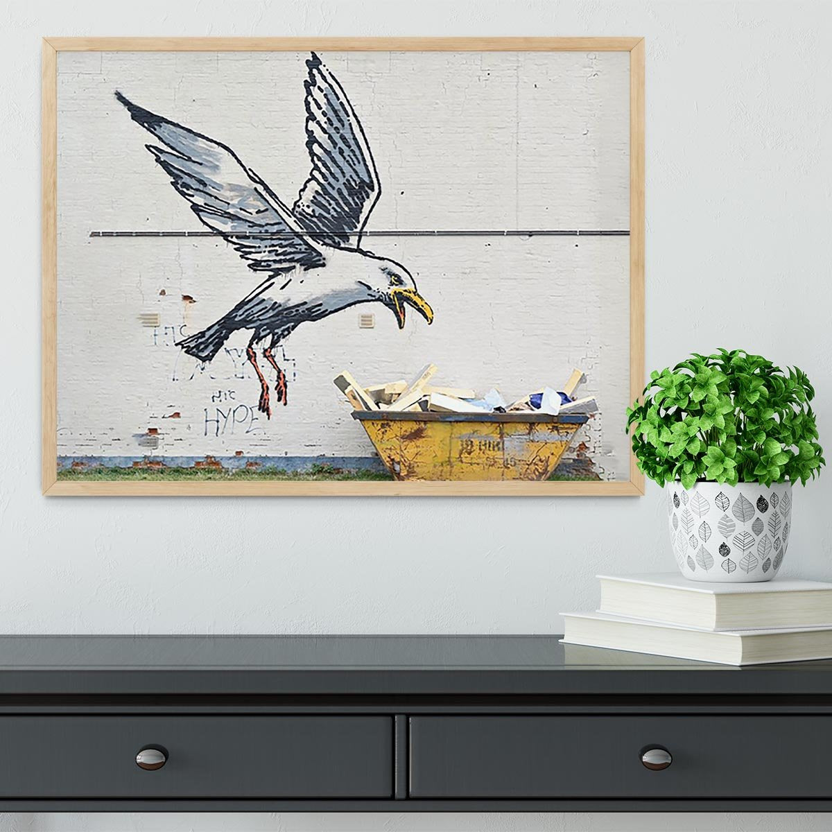 Banksy Swooping Seagull Lowestoft Framed Print - Canvas Art Rocks - 4