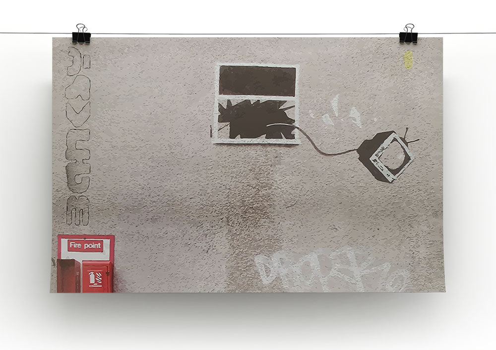Banksy TV Through Window Canvas Print or Poster - Canvas Art Rocks - 2