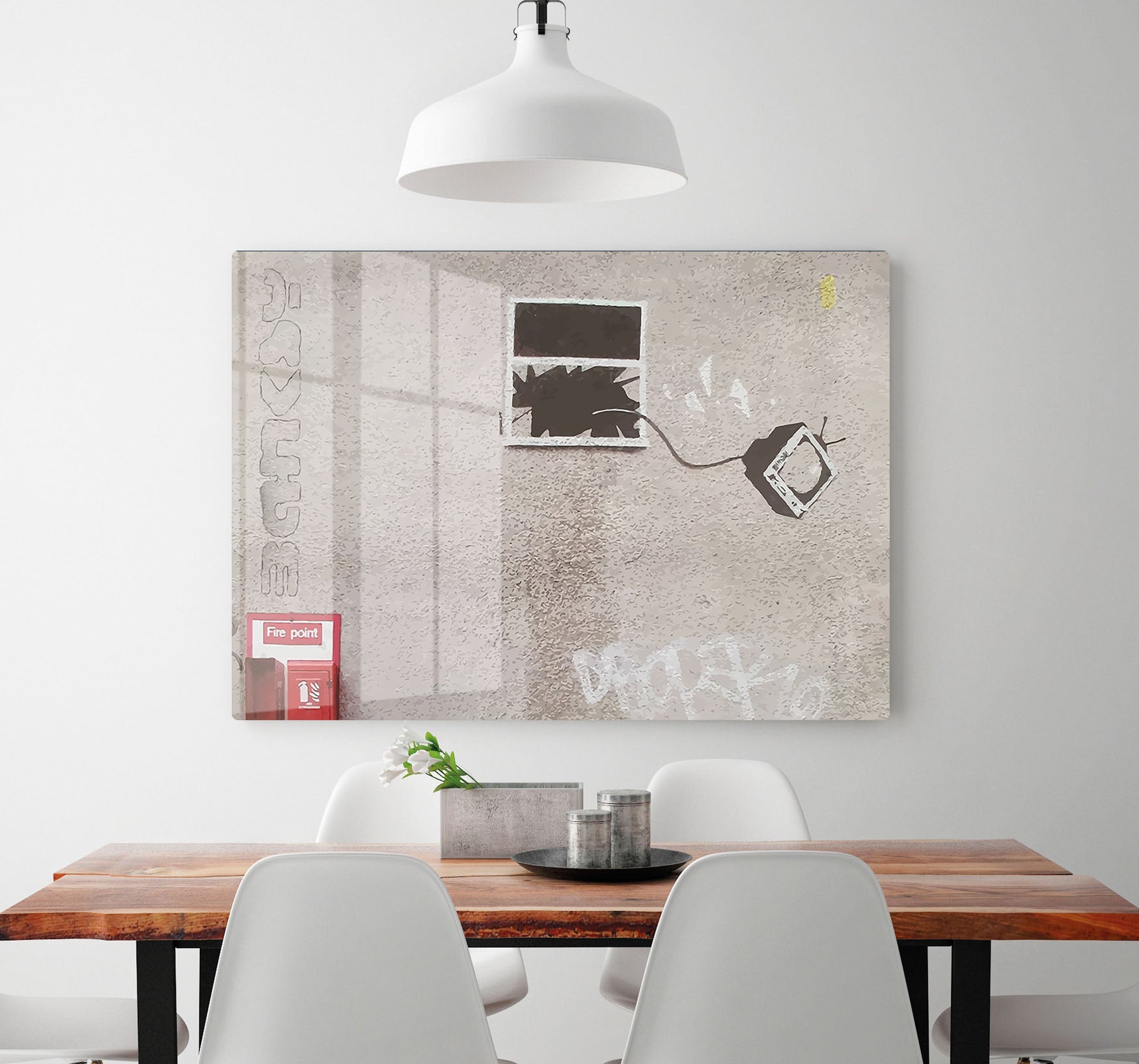 Banksy TV Through Window HD Metal Print - Canvas Art Rocks - 2