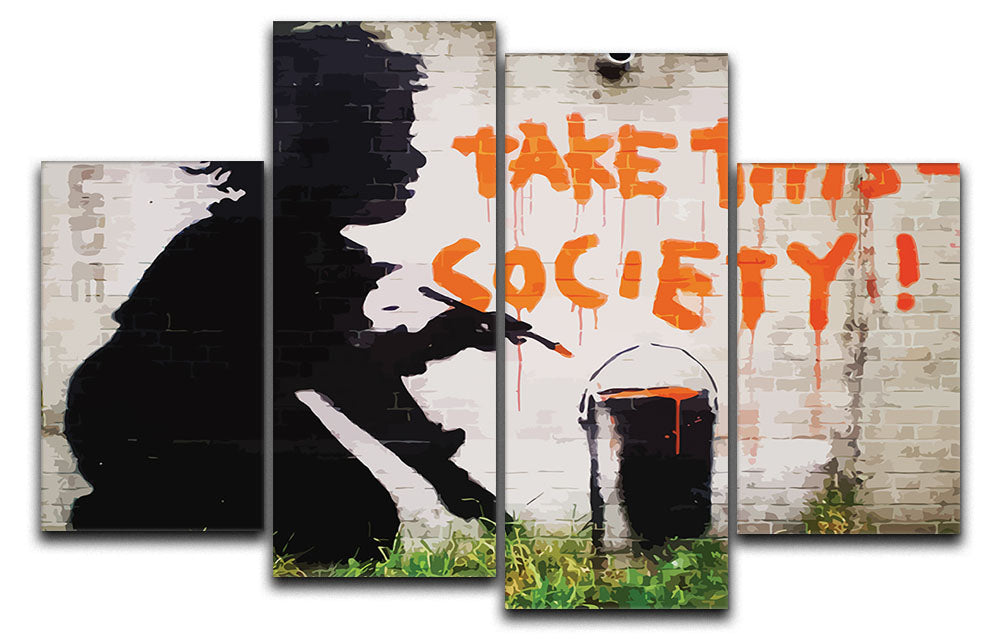 Banksy Take This Society 4 Split Panel Canvas - Canvas Art Rocks - 1