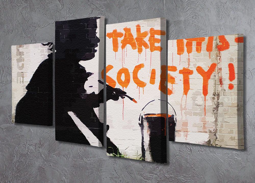 Banksy Take This Society 4 Split Panel Canvas - Canvas Art Rocks - 2