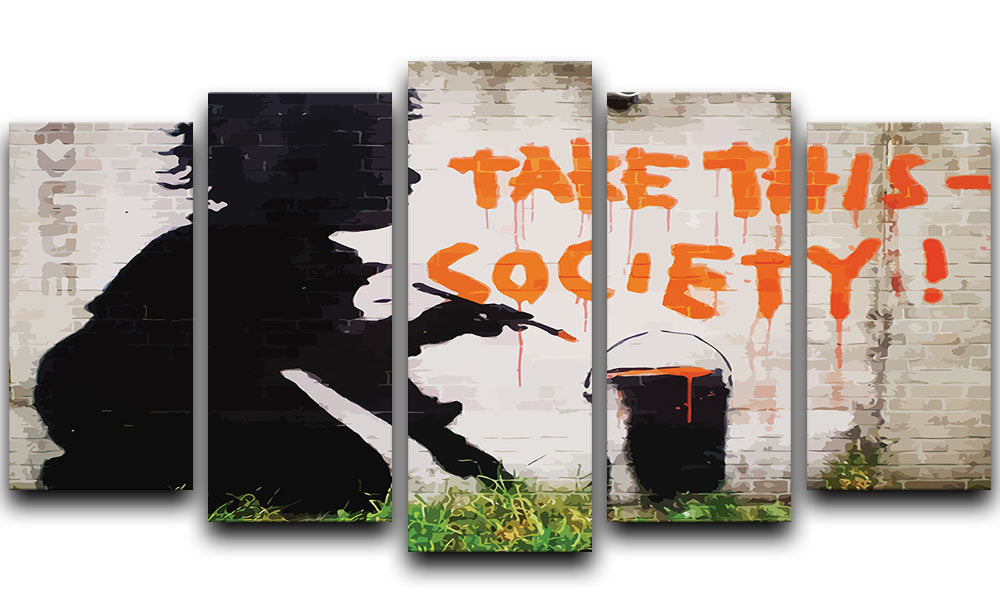 Banksy Take This Society 5 Split Panel Canvas - Canvas Art Rocks - 1