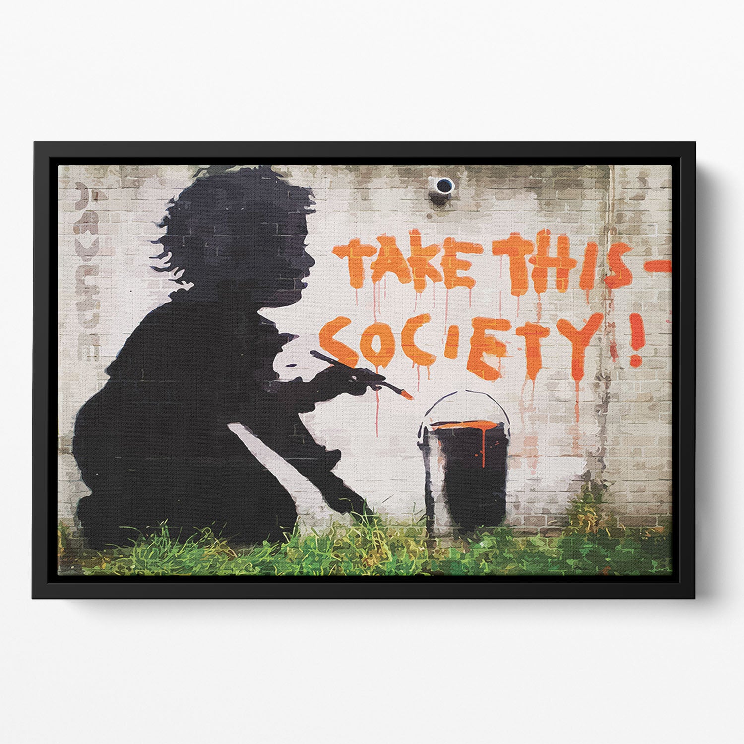 Banksy Take This Society Floating Framed Canvas - Canvas Art Rocks - 2