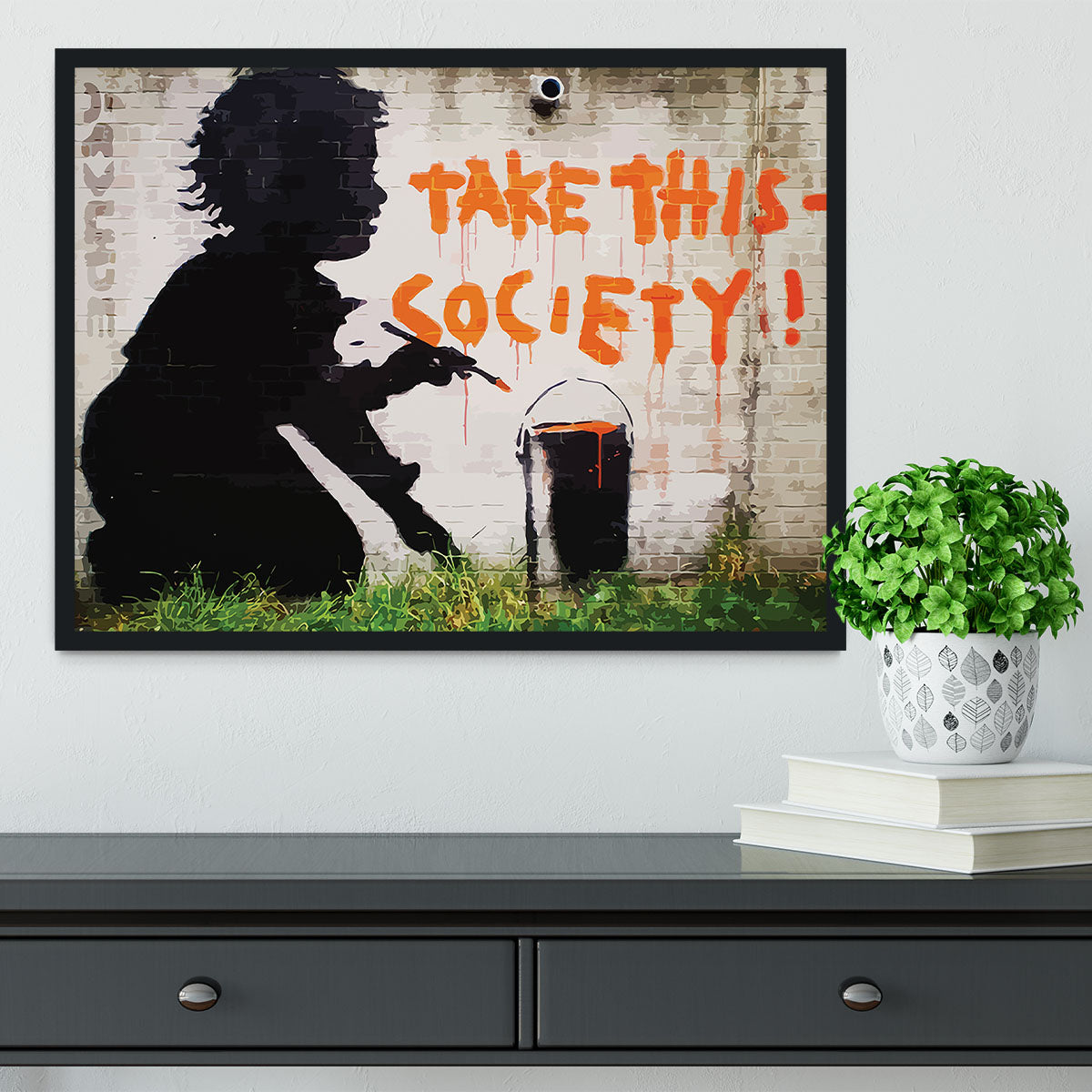 Banksy Take This Society Framed Print - Canvas Art Rocks - 2