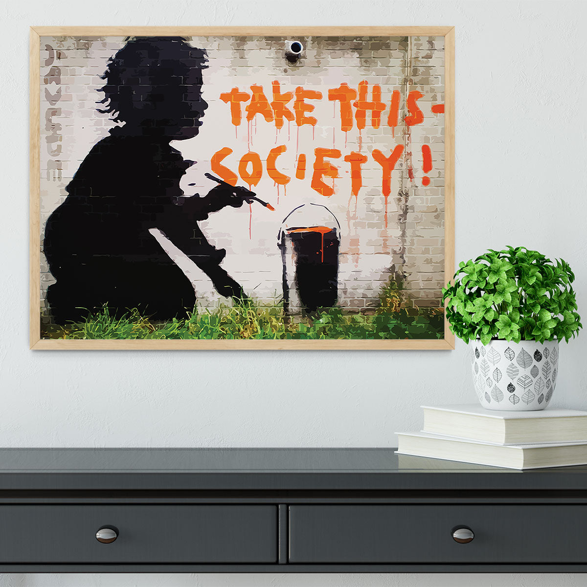 Banksy Take This Society Framed Print - Canvas Art Rocks - 4