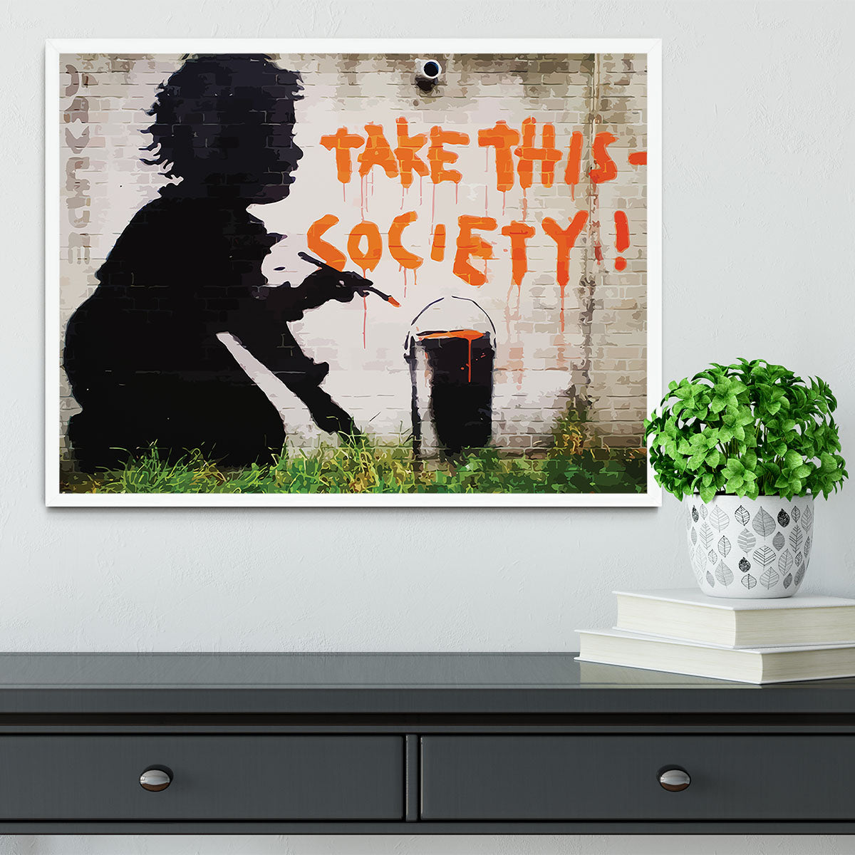 Banksy Take This Society Framed Print - Canvas Art Rocks -6