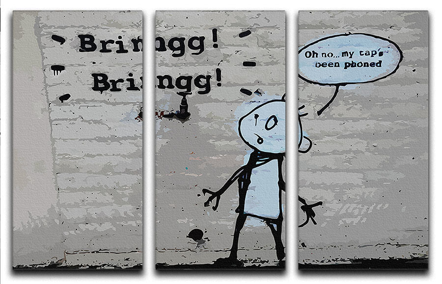 Banksy Tap Phoned 3 Split Panel Canvas Print - Canvas Art Rocks - 1