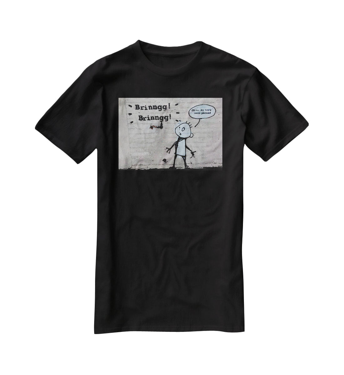 Banksy Tap Phoned T-Shirt - Canvas Art Rocks - 1
