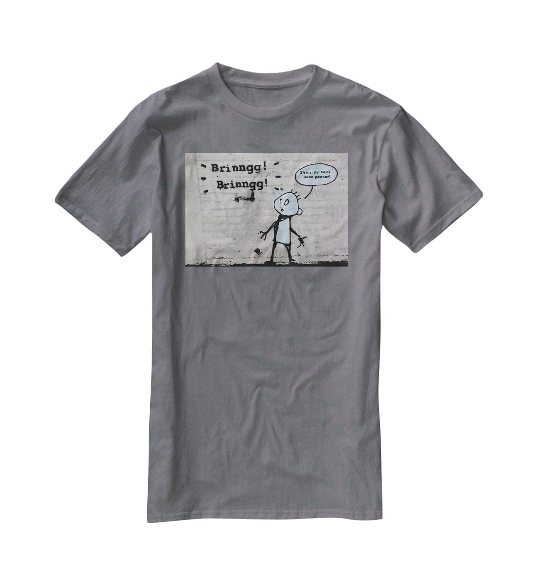 Banksy Tap Phoned T-Shirt - Canvas Art Rocks - 3