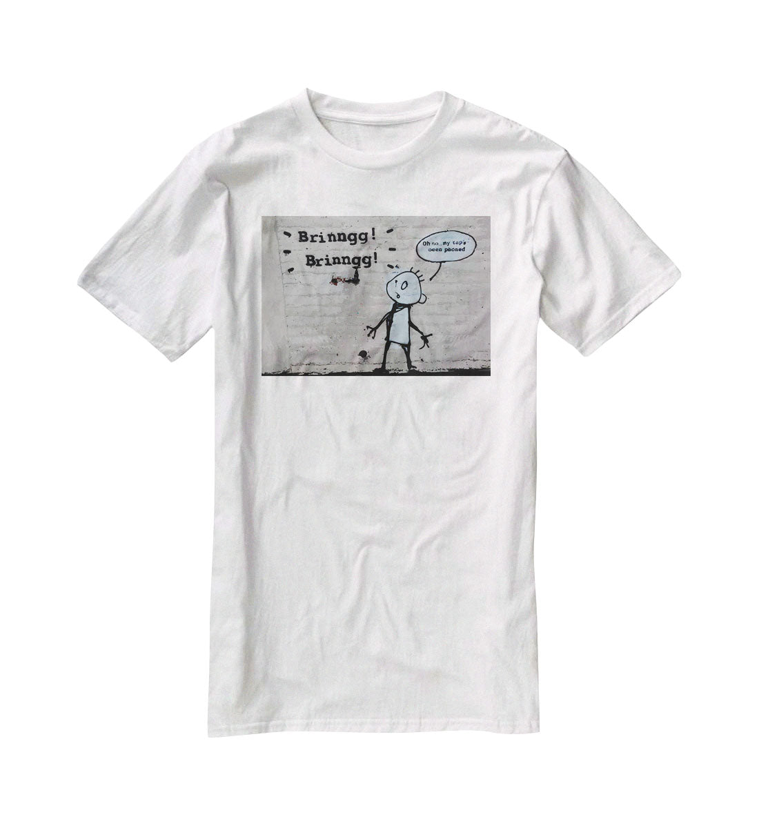 Banksy Tap Phoned T-Shirt - Canvas Art Rocks - 5