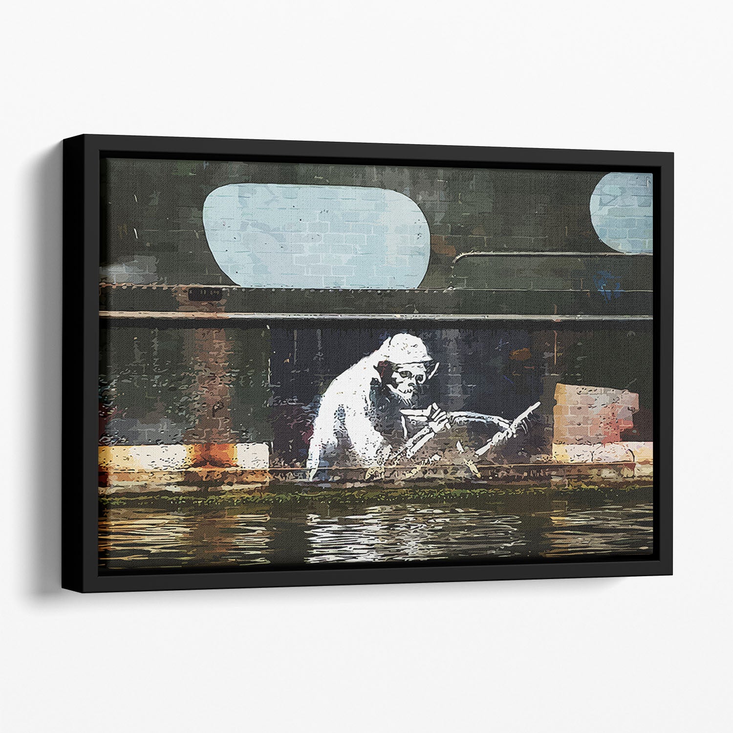 Banksy The Grim Reaper Bristol Floating Framed Canvas - Canvas Art Rocks - 1