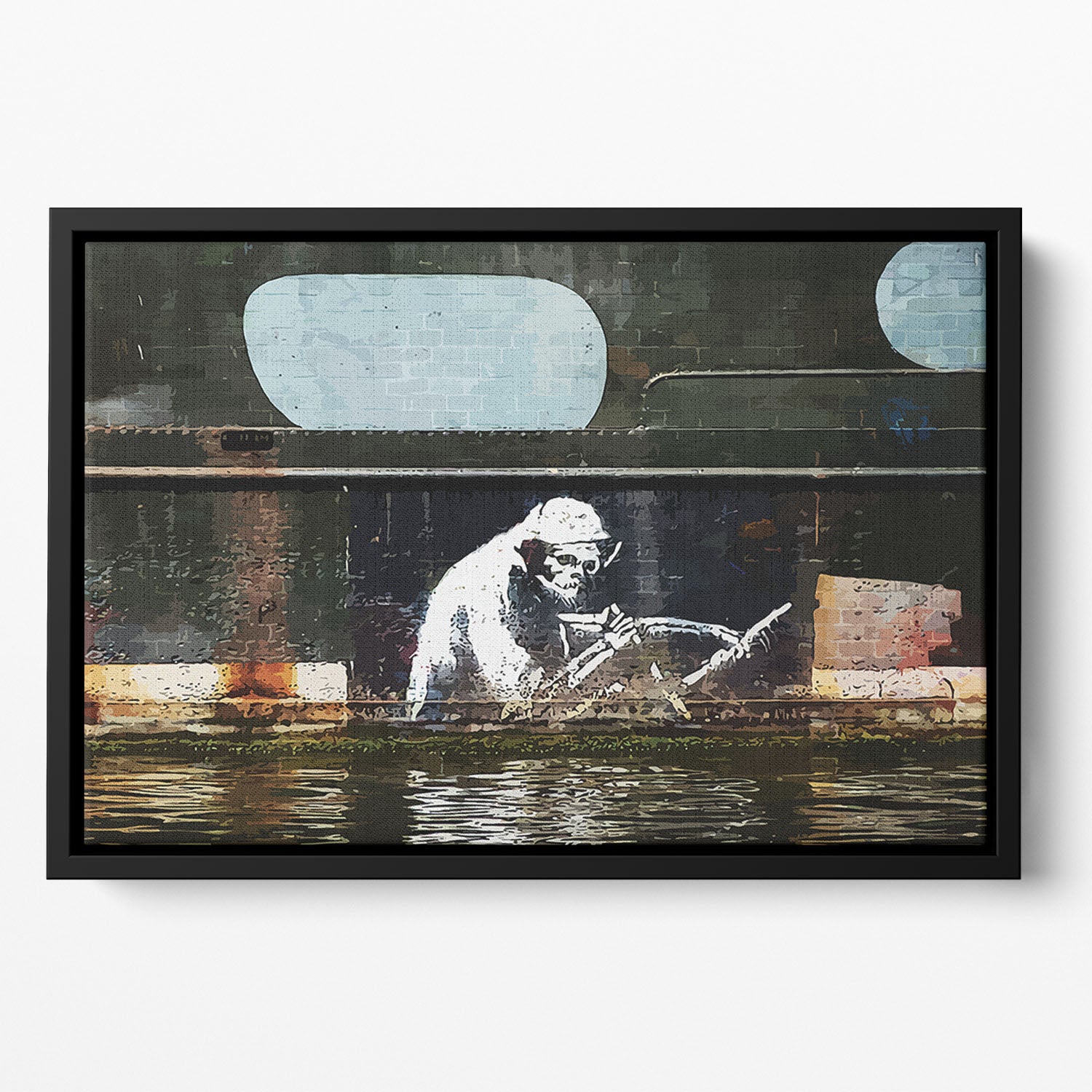 Banksy The Grim Reaper Bristol Floating Framed Canvas - Canvas Art Rocks - 2