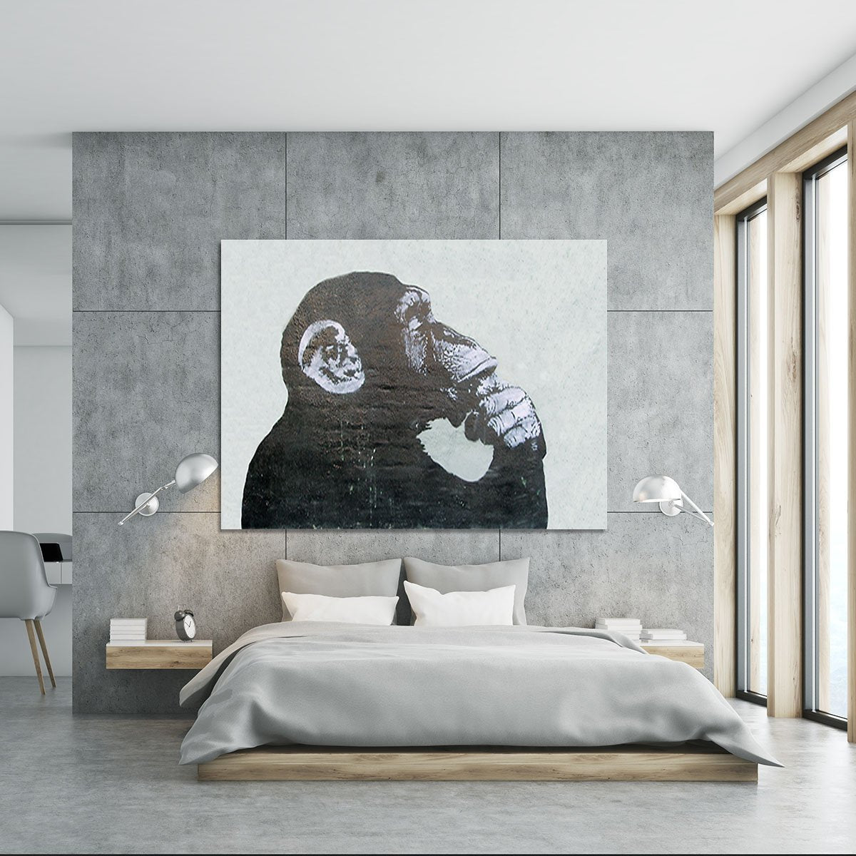 Banksy The Thinker Monkey Canvas Print or Poster