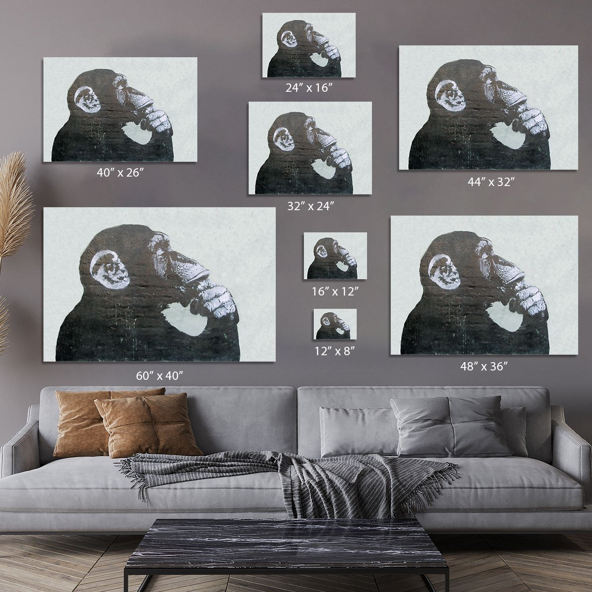 Banksy The Thinker Monkey Canvas Print or Poster