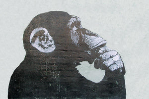 Banksy The Thinker Monkey Wall Mural Wallpaper - Canvas Art Rocks - 1