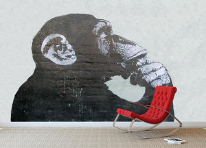 Banksy The Thinker Monkey Wall Mural Wallpaper - Canvas Art Rocks - 2