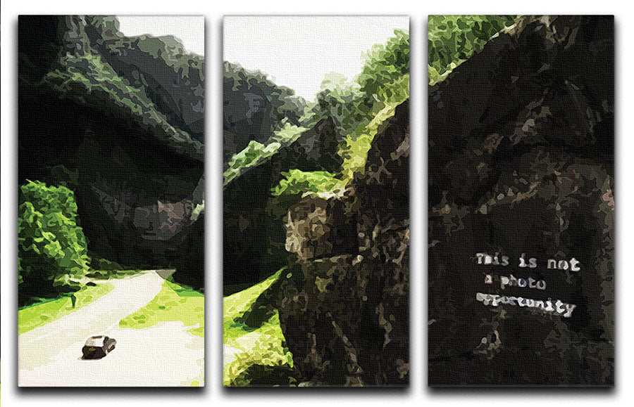 Banksy This is not a Photo Opportunity Cheddar Gorge Somerset 3 Split Panel Canvas Print - Canvas Art Rocks - 1