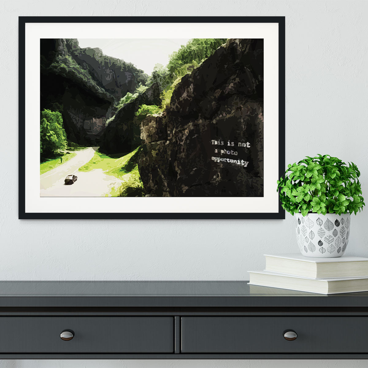 Banksy This is not a Photo Opportunity Cheddar Gorge Somerset Framed Print - Canvas Art Rocks - 1